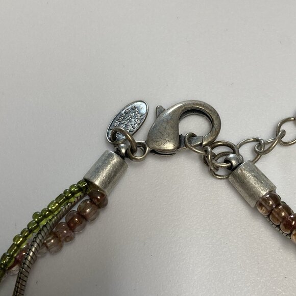 Chicos Bib Necklace Chunky Silvertone Enamel Deco Style Choker Modern Costume - Picture 10 of 10